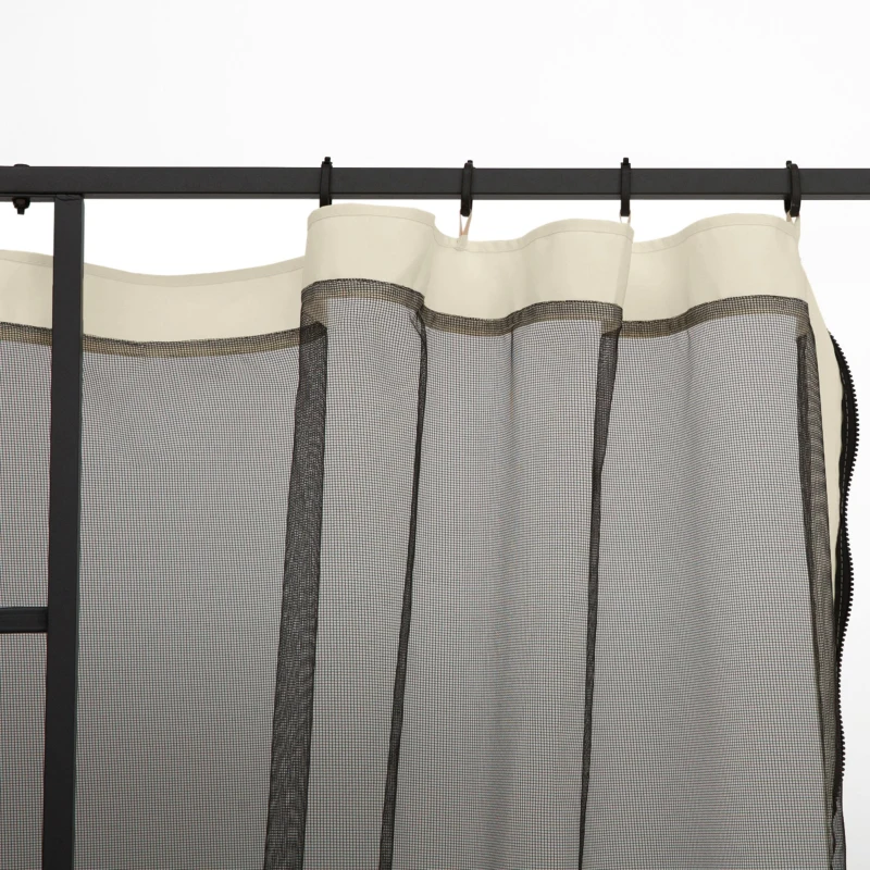 Outsunny Moustiquaires pour tonnelle barnum pavillon de jardin 3 x 3 m - lot de 4 moustiquaires zippées + crochets d'attaches - polyester nylon