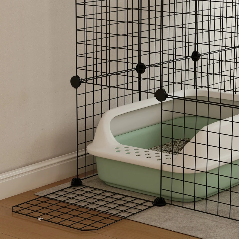 PawHut Cage pour chat d'intérieur parc pour chat en acier à 4 niveaux DIY avec 5 portes hamac 1-3 chats 105 x 70 x 140 cm noir