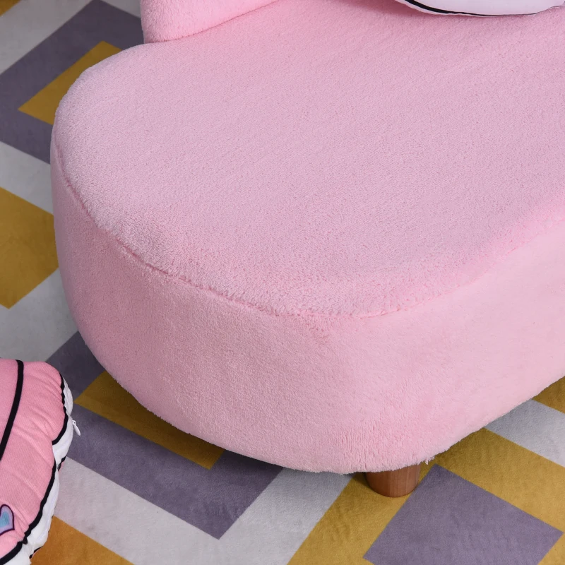 HOMCOM Divano per Bambini Imbottito con Rivestimento Morbido e Piedini in Legno, 80x40x49cm, Rosa