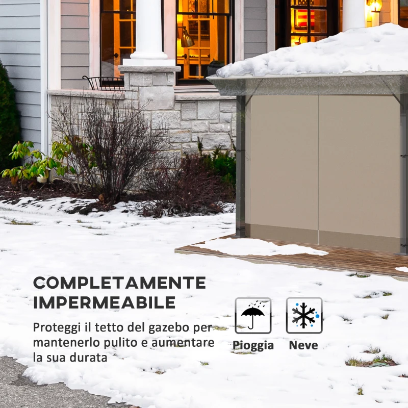 Outsunny Copertura per Gazebo 3x3 m in PVC Impermeabile e Trasparente con Corde di Sicurezza, 300x300x80 cm