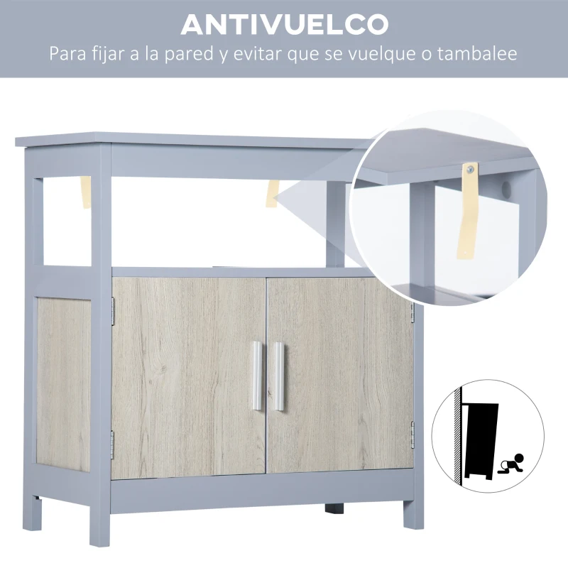 kleankin Mueble para Debajo del Lavabo Armario de Suelo de Baño con 2 Puertas y Estante Estilo Moderno 60x30x62 cm Gris