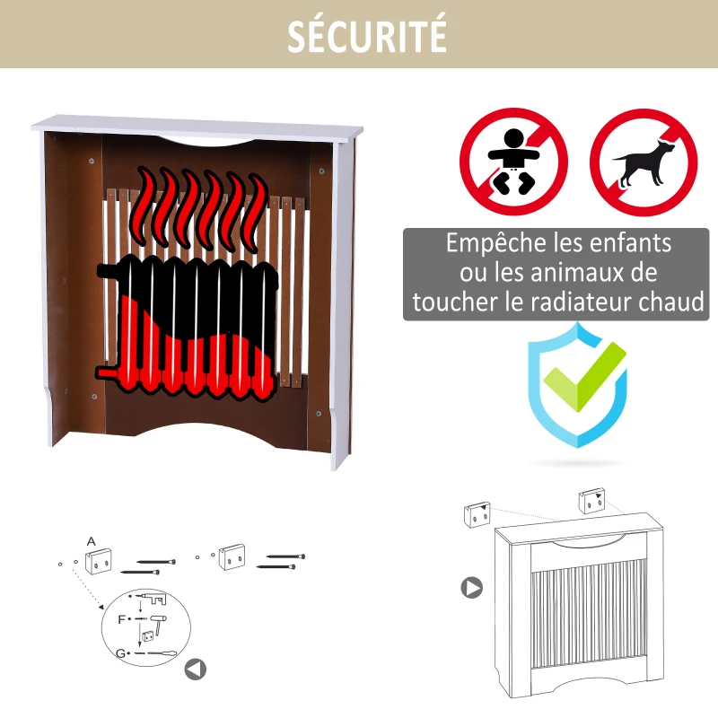 HOMCOM Cache-radiateur à lattes Couvercle de Radiateur en bois Design contemporain pour Salon Salle de Séjour