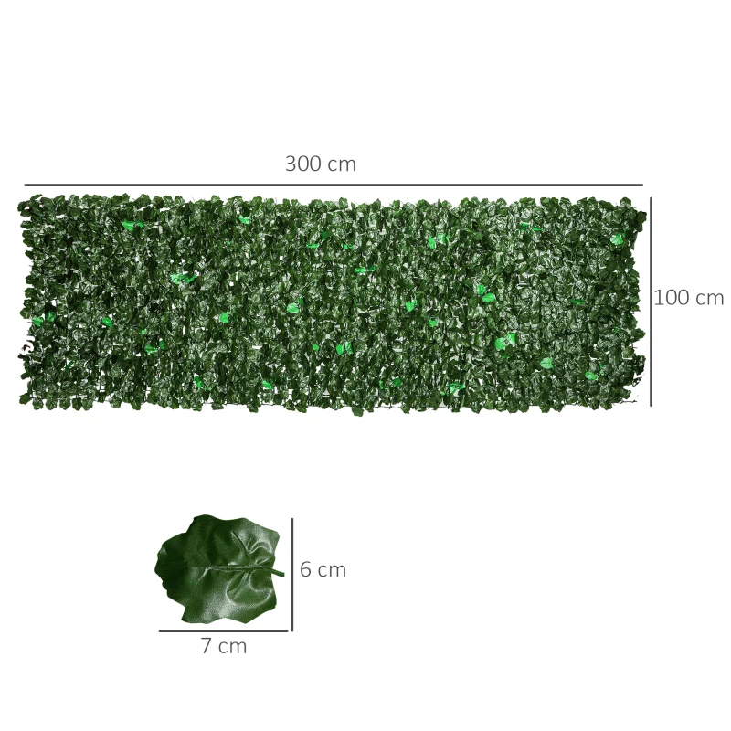 Outsunny Haie Artificiel Brise-Vue décoration Rouleau 3L x 1H m Feuillage réaliste Anti-UV Vert