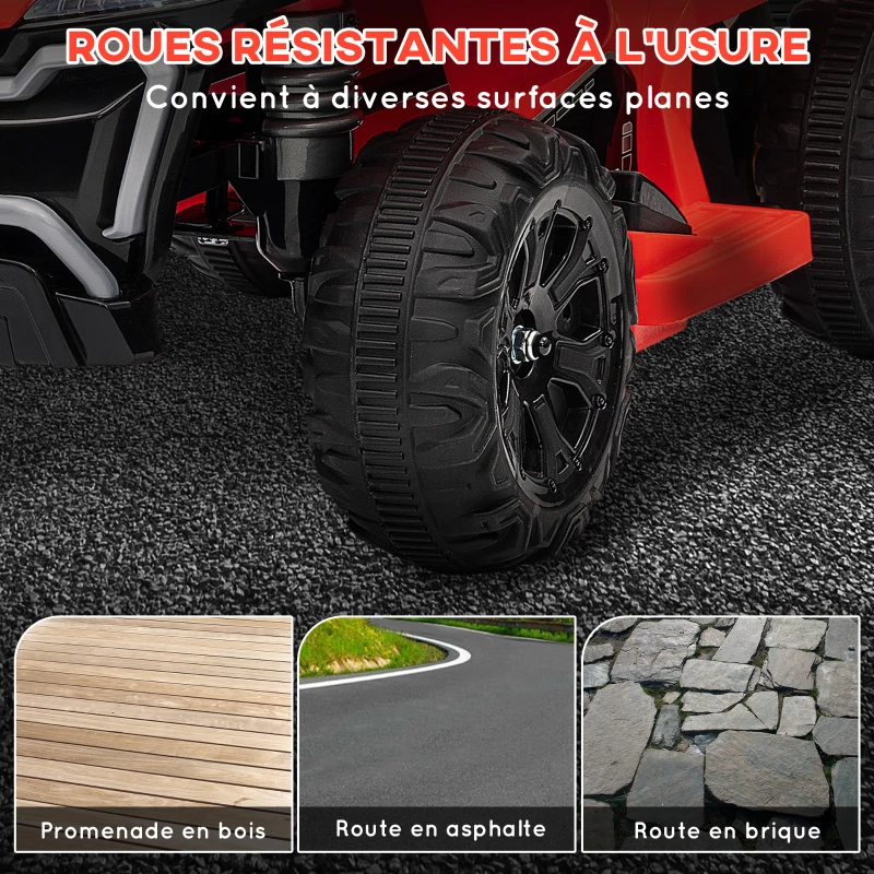 AIYAPLAY Quad électrique enfant 6V voiture électrique enfants vitesse de 2,5 km/h pour enfants 18-36 mois 71 x 40,5 x 45 cm rouge