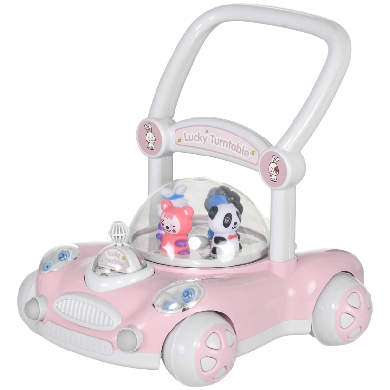 AIYAPLAY Andador para Bebés de 1-3 Años con Altura Ajustable Música Ruedas Antideslizantes Luces Manillar Desmontable Rosa