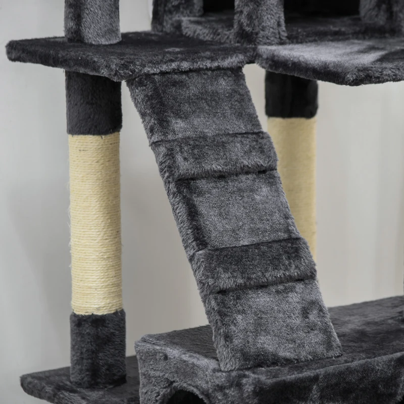 PawHut 173cm Cat Tree Scratching House, Activity Play Centre, Charcoal Grey
