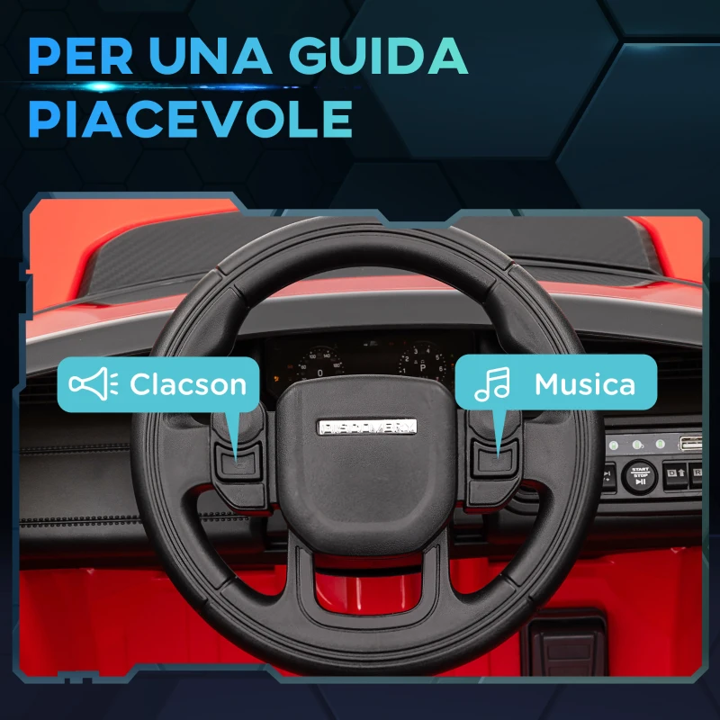 AIYAPLAY Macchina Elettrica per Bambini a Licenza Land Rover con Fari, Clacson e Cintura,106x65.5x51 cm, Rosso
