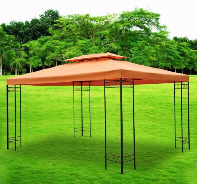 Outsunny 3x4m Gazebo Replacement Roof Canopy 2 Tier Top UV Cover Garden Patio Outdoor Sun Awning Shelters Rusty Red (TOP COVER ONLY)
