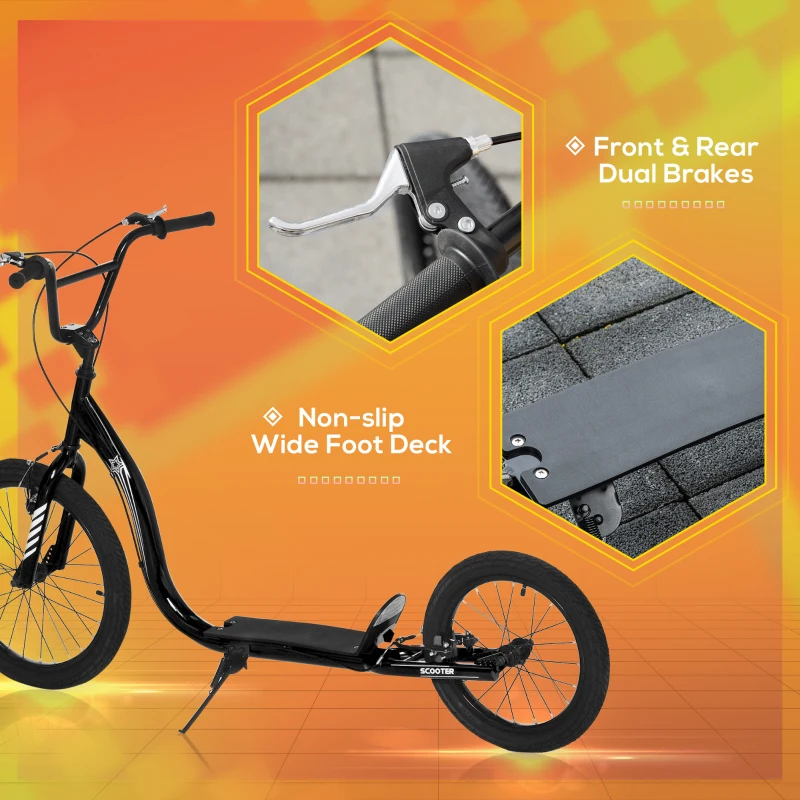 HOMCOM Monopattino per Bambini 5+ Anni, Altezza Regolabile e Doppio Freno, 156x68x101-108cm, Nero