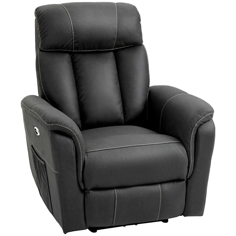 HOMCOM Fauteuil de relaxation électrique inclinable moderne avec repose-pieds et 2 poches latérales - noir