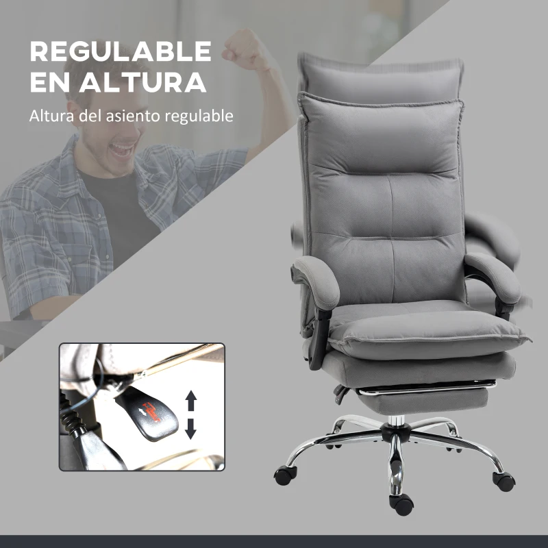 Vinsetto Silla de Masaje Reclinable con 6 Puntos de Masaje y 5 Modos con Función de Calefacción Ajustable 66x74x114-121,5 cm Gris(m-6)
