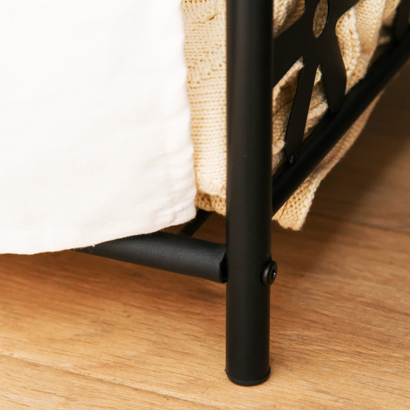 HOMCOM Armadio Guardaroba Appendiabiti con 5 Ripiani e 2 Tende, 84 x 42 x 158.5cm, in Metallo Nero con Decori a Fiori