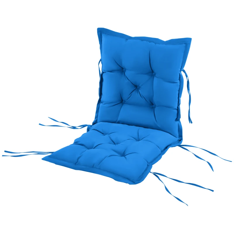 Outsunny Cuscino per Sedie da Giardino con Laccetti e Imbottitura Spessa, 100x50cm, Blu