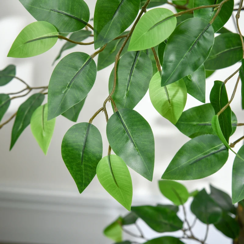 Outsunny Arbre Artificiel Plante Artificiel ficus Hauteur 1,2 m Tronc Branches Liane Lichen Feuilles Grand réalisme Pot Inclus