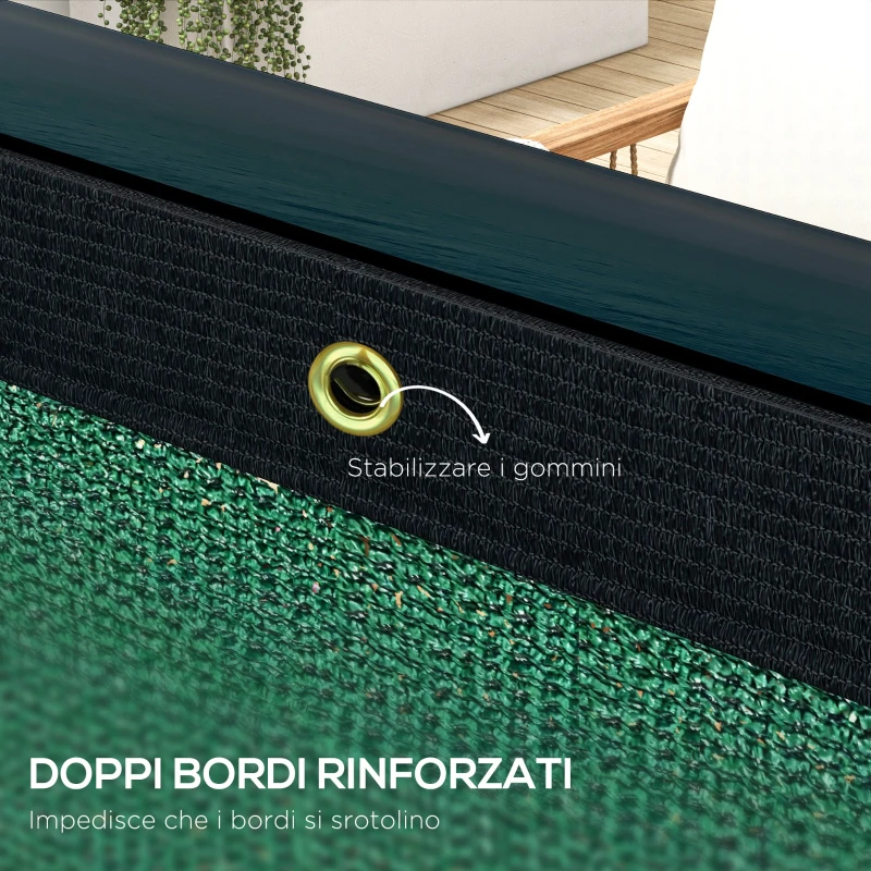 Outsunny Rete di Protezione 15.25x1.75 m contro Raggi UV e Vento con Fascette Incluse, in HDPE Verde