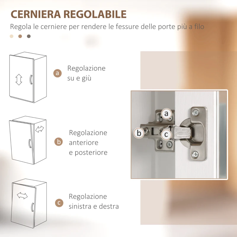 HOMCOM Credenza Moderna a 2 Ante con Mensole Regolabili in Legno e Vetro, 76x36x160cm, Bianco