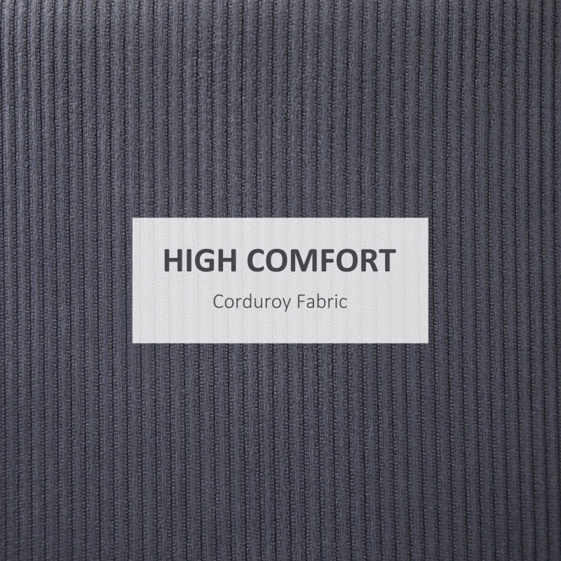 HOMCOM Set of 2 Round Ottoman with Storage, Fabric Vanity Stool for Makeup, Footrest Stool with Removable Lid for Living Room & Bedroom, Grey