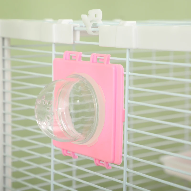 PawHut Jaula para Hámster con Tubos Jaula para Animales Pequeños con Bebedero Casita y Rueda de Ejercicio 47x29,5x76 cm Blanco