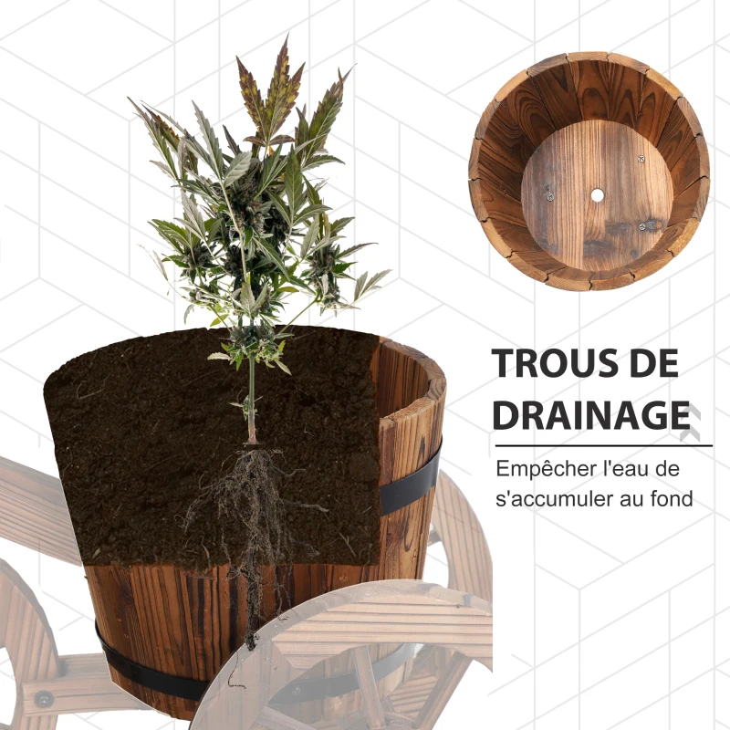 Outsunny Porte Plante Tricycle - étagère de Pots de Fleurs - jardinière dim. 52L x 31l x 45H cm - Bois de Sapin