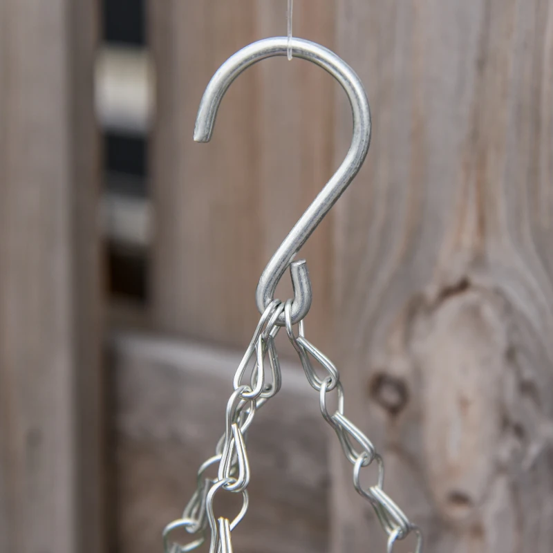 Outsunny Juego de 2 Plantas Colgantes de Lisianthus Sintéticas con Maceta de Mimbre y Cadenas Ø25x34 cm Rosa y Verde