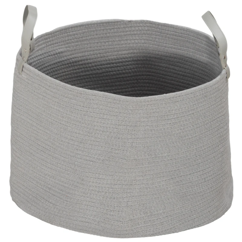 HOMCOM 88L Cotton Rope Laundry Basket, with Handles - Grey
