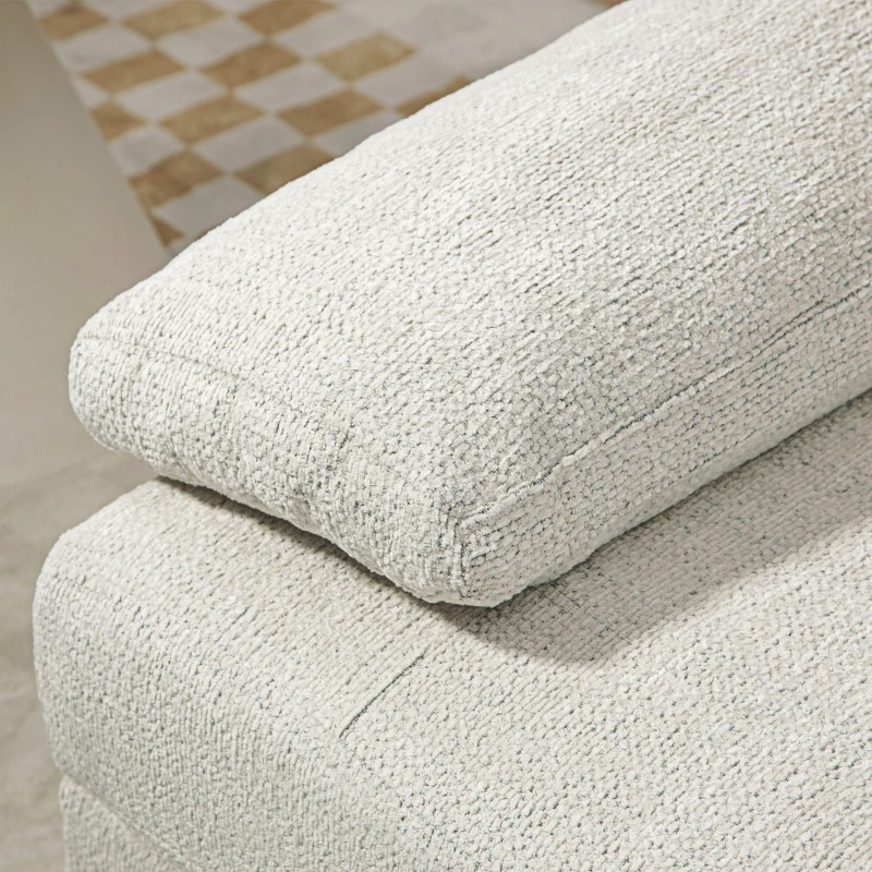 HOMCOM Divano Componibile 4 Pezzi con Poggiapiedi e Cuscini, in Tessuto effetto Ciniglia, 313x149x88 cm, Bianco Crema