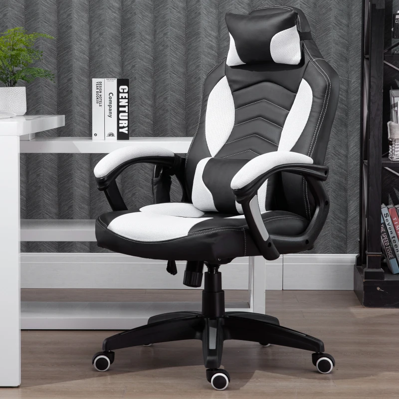 Homcom Fauteil de Bureau Massant et Chauffant Blanc 68 x 69 x 117 cm