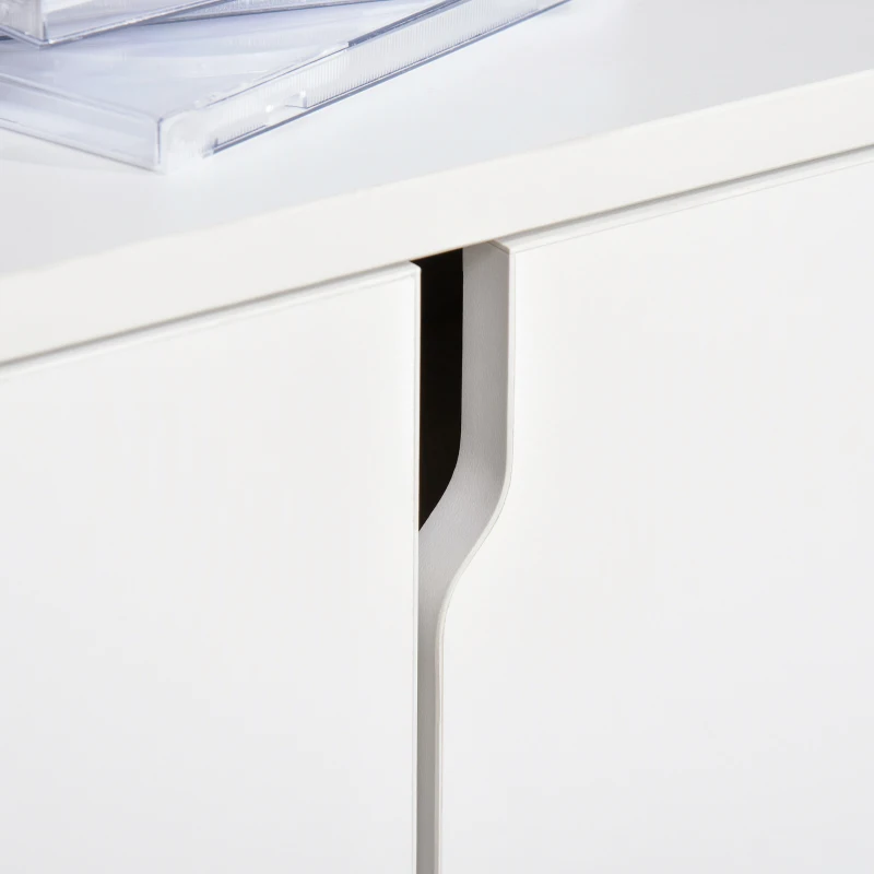 HOMCOM Mueble de TV para Televisor de hasta 42" Mesa para TV de Salón Moderna con Armario de Doble Puerta y 3 Compartimentos Abiertos 120x30x41cm Blanco
