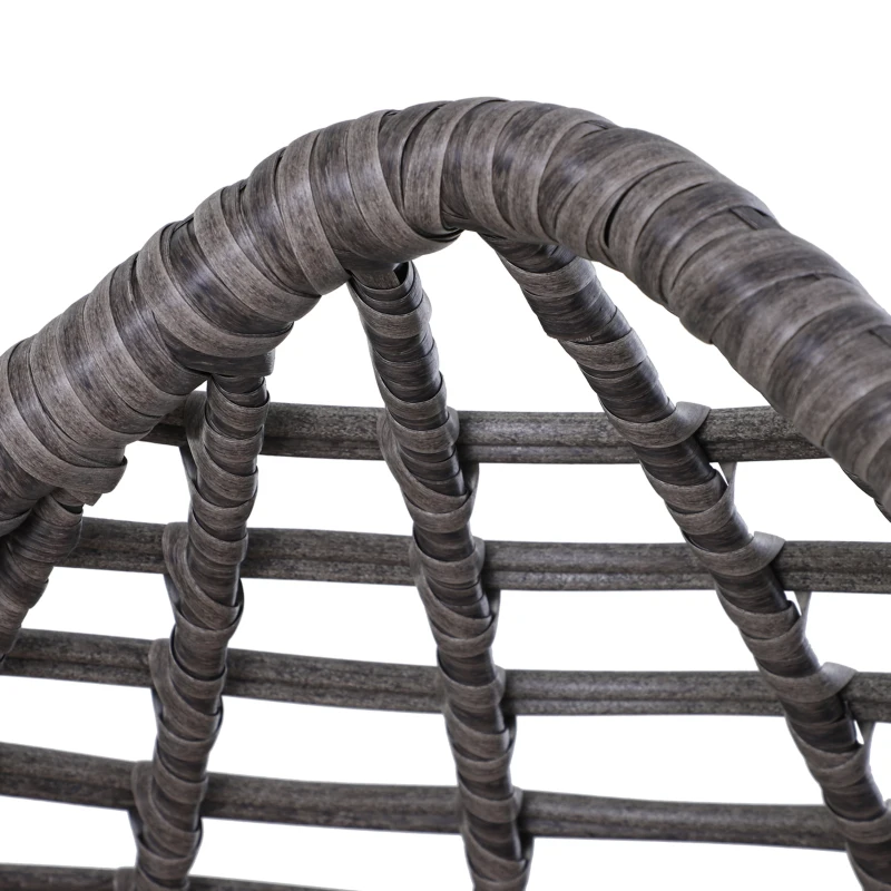 Outsunny Poltrona da Esterno in Rattan a Goccia Stile Boho con Cuscino, 101x89x156cm Grigio e Beige