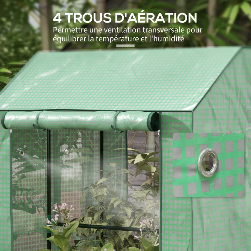 Outsunny Serre de jardin avec 2 espaces et 2 portes enroulables - 0,8 m² Serre à tomates dim. 1L x 0,8l x 1,5H m, Acier et PE