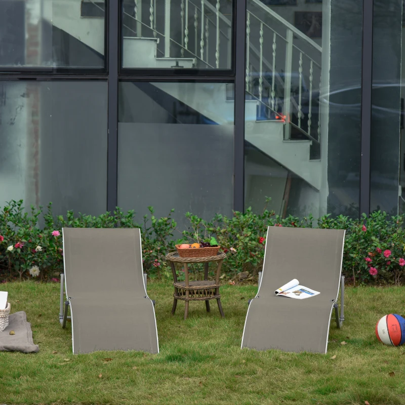 Outsunny Set 2 Sdraio da Giardino Pieghevoli, Lettino Prendisole in Alluminio e Textilene, 61x165x63cm