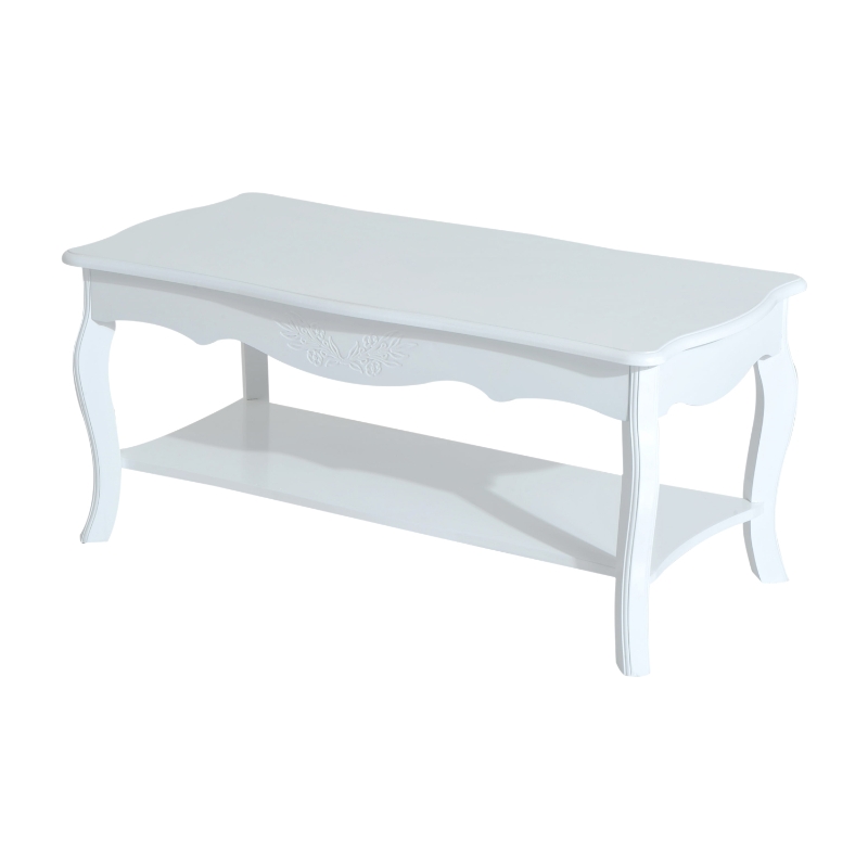 Homcom Table Basse Rectangulaire Style Baroque Blanc 99 x 44 x 42 cm