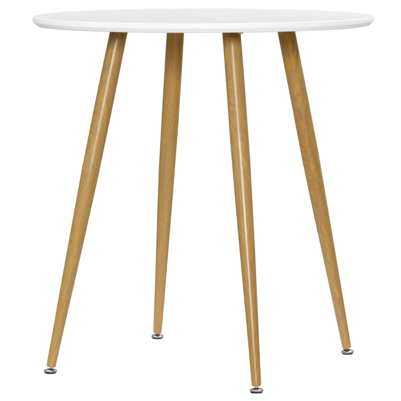 HOMCOM Modern Dining Table for 2 People, Round Kitchen Table, with Matte Top and Metal legs, Dining Room Living Room, White