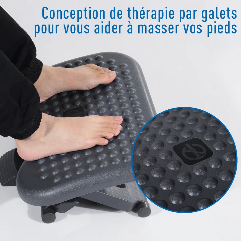 HOMCOM Repose-pieds de bureau, repose-pieds ergonomique, angle ajustable 30°, hauteur ajustable à 3 positions, pour bureau et maison, gris foncé