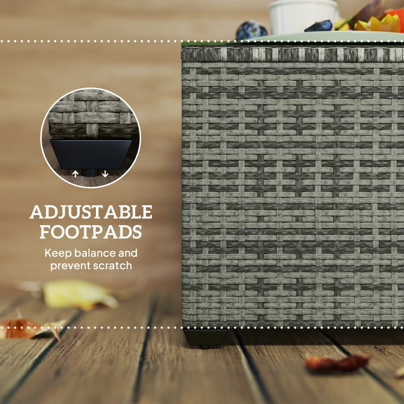 Outsunny 62 x 62cm Glass-Top Rattan Side Table - Light Grey