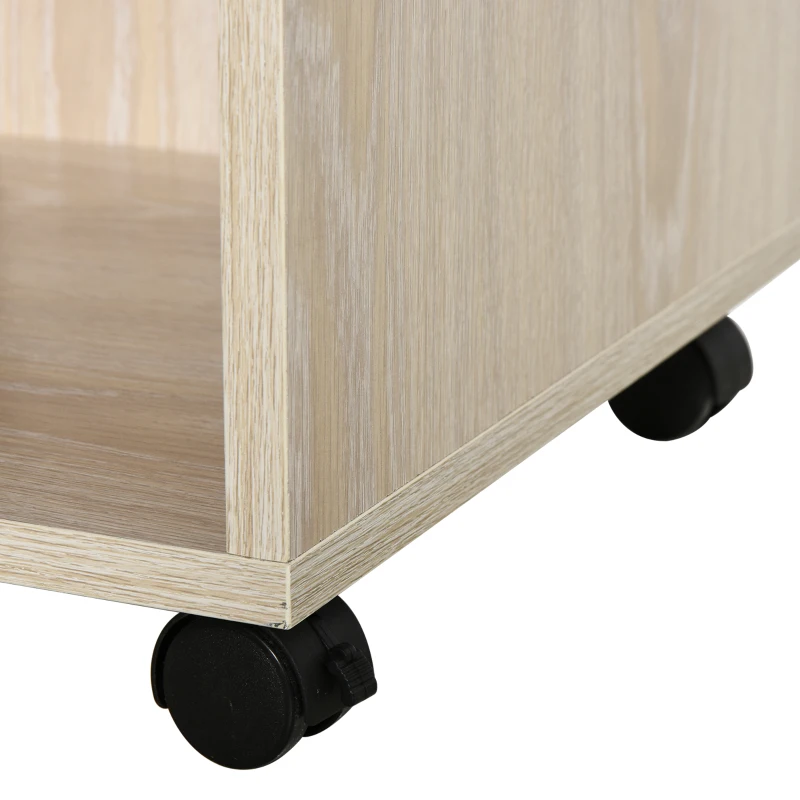 HOMCOM Support d'imprimante - caisson organiseur bureau - 4 niches, placard porte, grand plateau - panneaux particules chêne clair