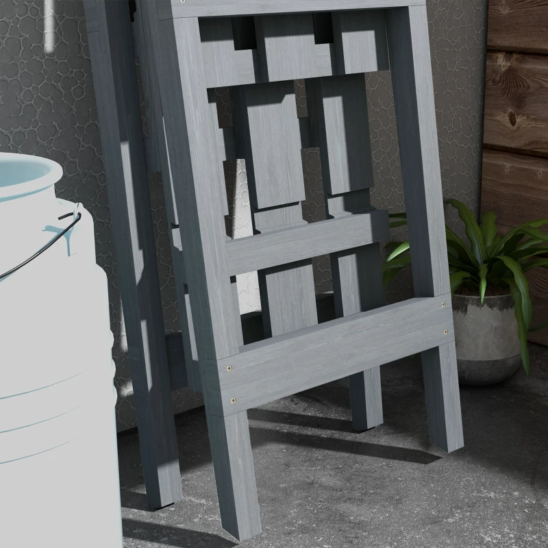 Outsunny Portapiante Verticale 3 Livelli a Doghe, in Legno di Abete, 100x36x112 cm, Grigio