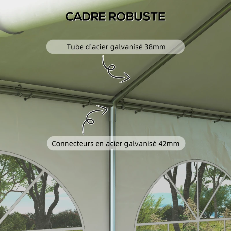 Outsunny Tente de reception, tonnelle, barnum 5 x 3 m avec 4 grandes fenêtres 2 portes 15m²
