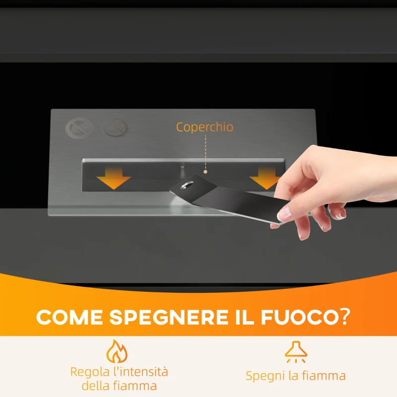 HOMCOM Camino a Bioetanolo da 0.9L con Ripiano Inferiore, in Acciaio Inox e Vetro Temperato, 86x30x82 cm, Bianco