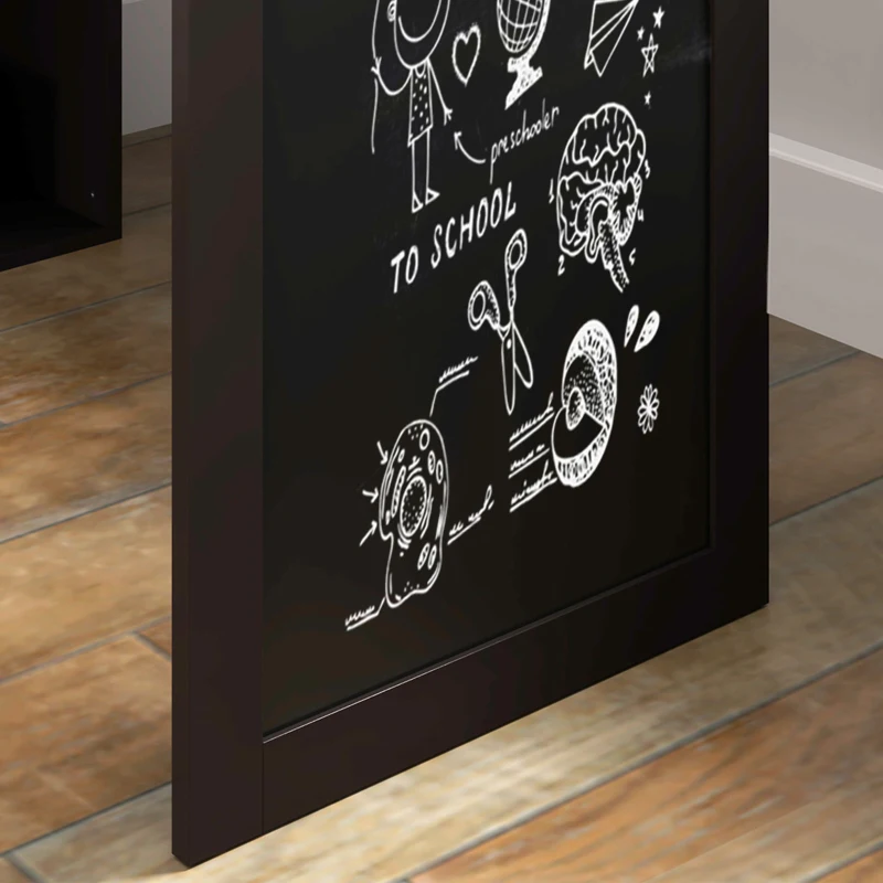 HOMCOM Bureau avec rangement pliable murale rabattable avec bibliothèque poste de travail tableau à craie et étagère réglable(m-9)
