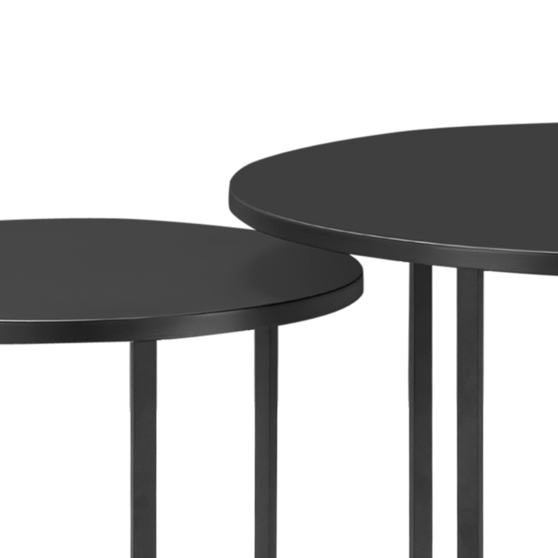 Outsunny Juego de 2 Mesas de Café Ø70x50 cm y Φ50x43 cm Mesitas Auxiliares Redondas de Metal para Jardín Salón Domitorio Carga Máxima de 25 kg Negro