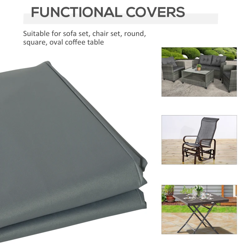 Outsunny Rectangular Patio Garden Furniture Cover Waterproof for 3 Seater Sofa Bistro Set, UV Resistant Protection 600D Oxford Fabric Rattan Lounge Clean Cover, 190 x 72 x 76cm, Grey