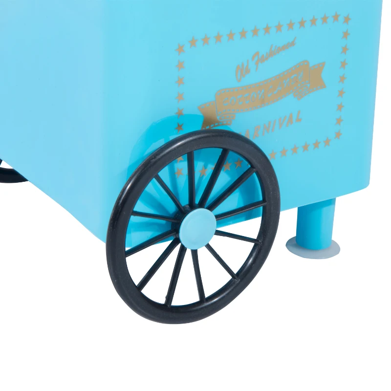 HOMCOM Máquina de Algodón de Estilo Retro con Medidor y 10 Palos de Bambú Acero Inoxidable y Aluminio 30x30x28 cm Azul