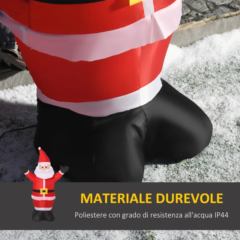 HOMCOM Babbo Natale Gonfiabile Luminoso Luci LED Decorazione Natalizia Altezza 1.2m