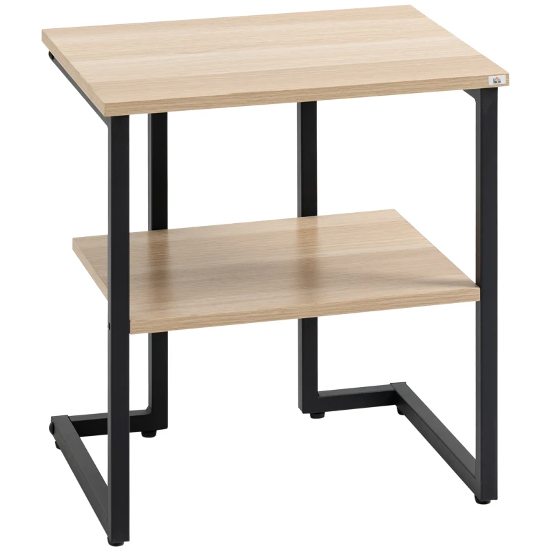 HOMCOM Tavolino da Caffè con Mensola Inferiore in Acciaio e Legno, 45x35x48cm