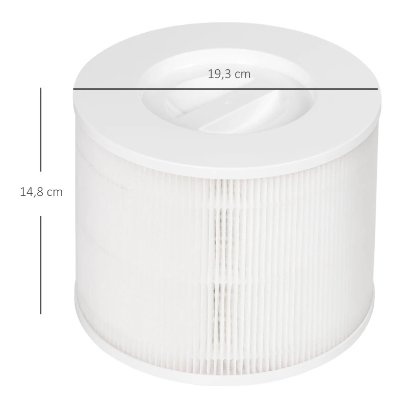 HOMCOM Filtro de Repuesto H13 HEPA para Purificador de Aire Elimina Virus Polvo y Alérgenos Filtro de Carbón Activo 19,3x19,3x14,8 cm Blanco