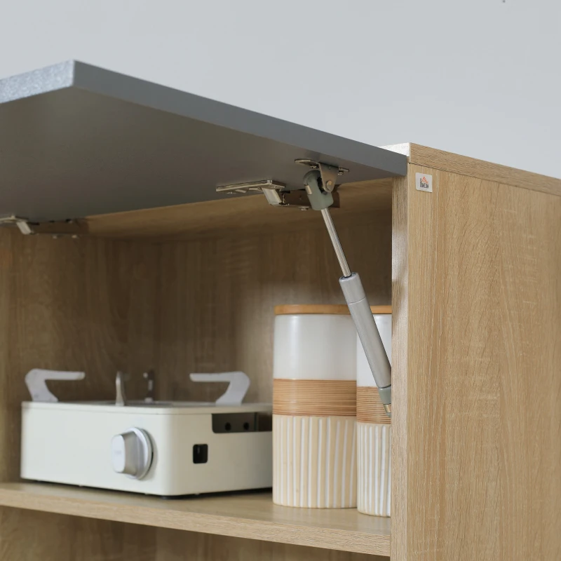 HOMCOM Buffet de cuisine armoire de cuisine multi-rangements 2 tiroirs 1 placard + grand plateau 60 x 38 x 168 cm en bois gris