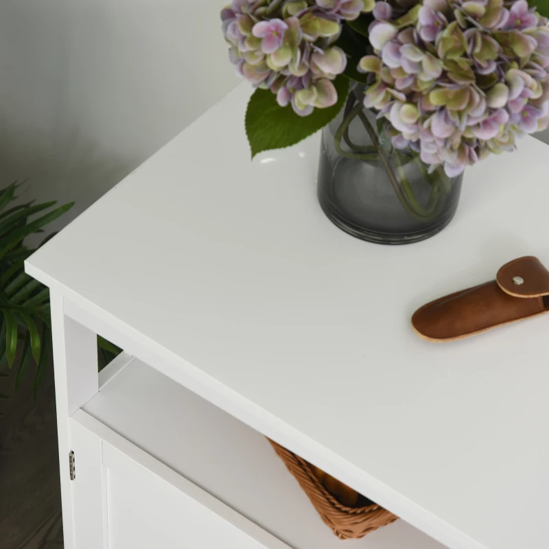 HOMCOM Kitchen Console Table/Buffet Sideboard/Wooden Storage Table with 2-Level Cabinet and Open Shelf, White