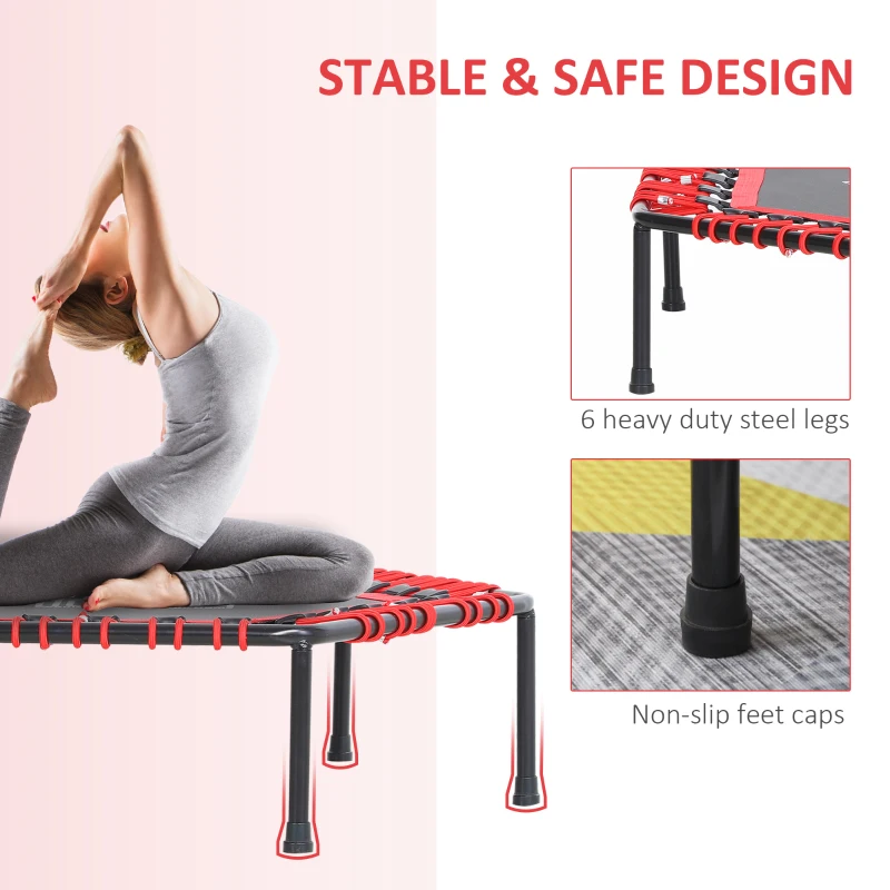 HOMCOM 40" Hexagon Fitness Trampoline Indoor Outdoor Metal Bouncer Jumper Adult Home Gym Fitness - Red