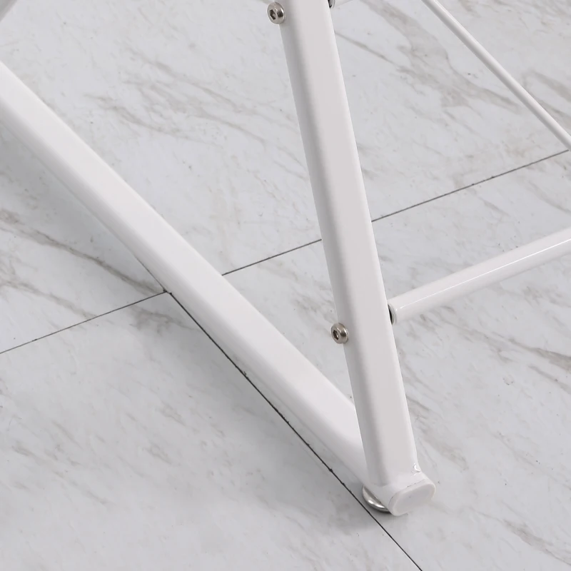 HOMCOM Bureau Informatique Design Contemporain Plateau Verre trempé décor New-York châssis métal Blanc